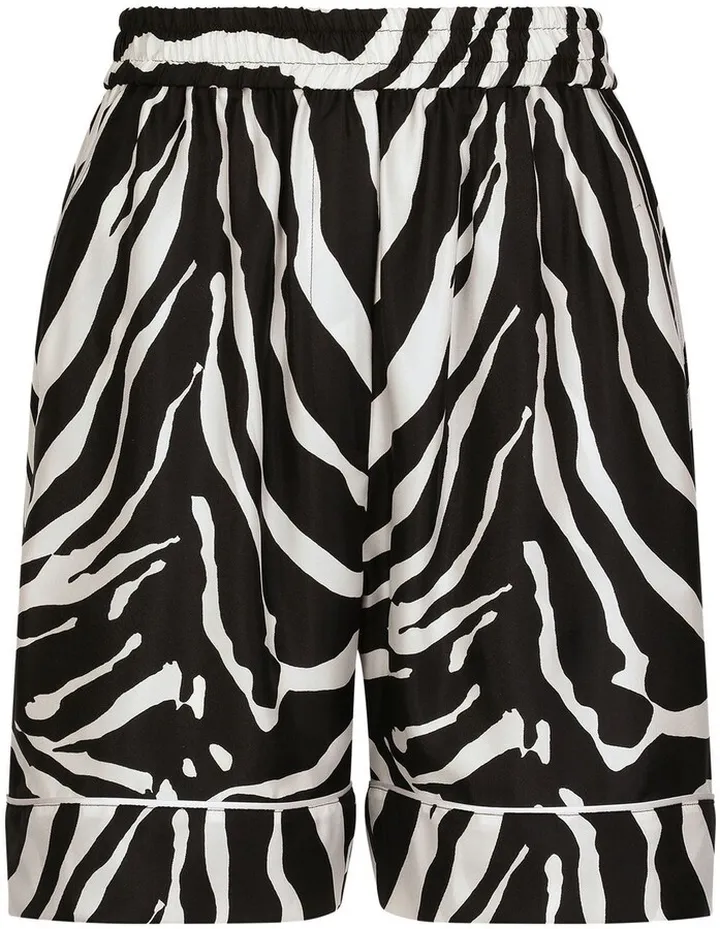 Zebra-Print Silk Shorts