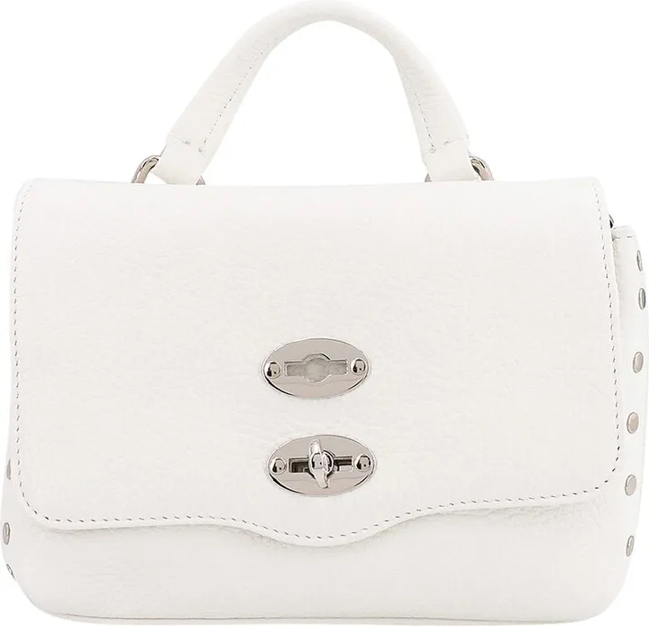 Leather handbag with metal studs
