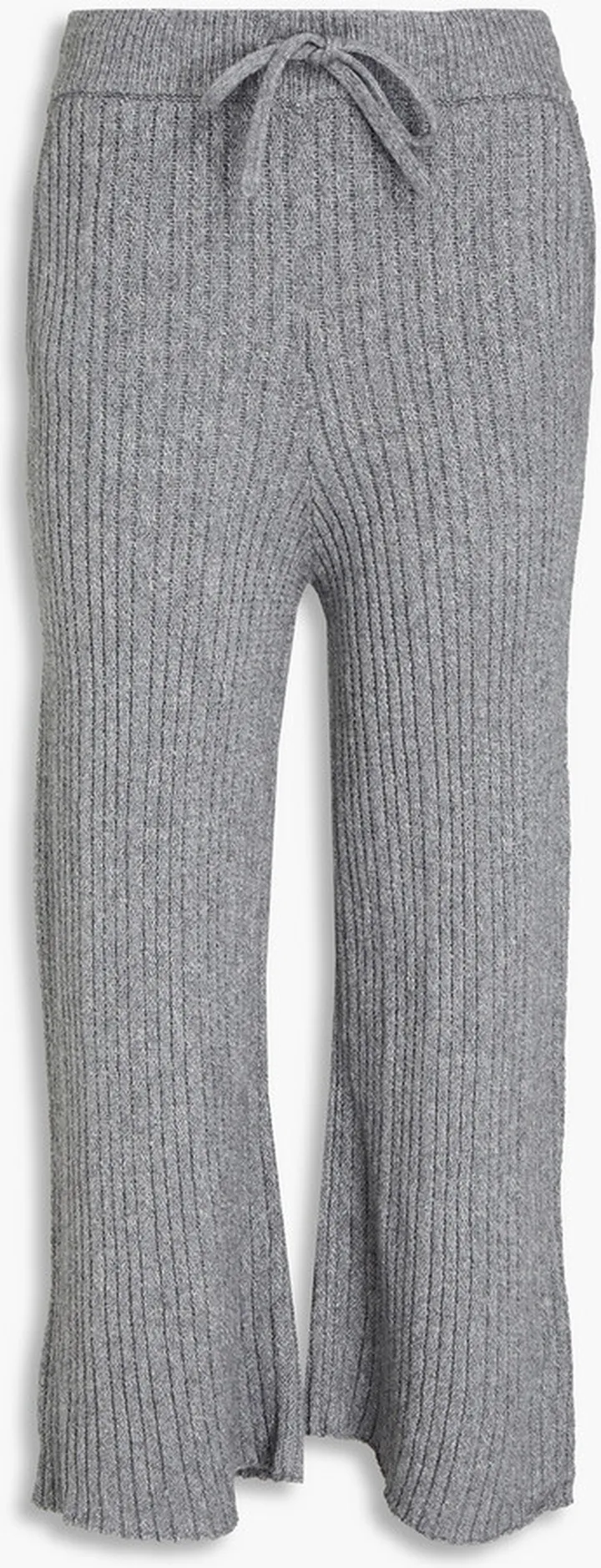 Cropped ribbed cotton-blend wide-leg pants
