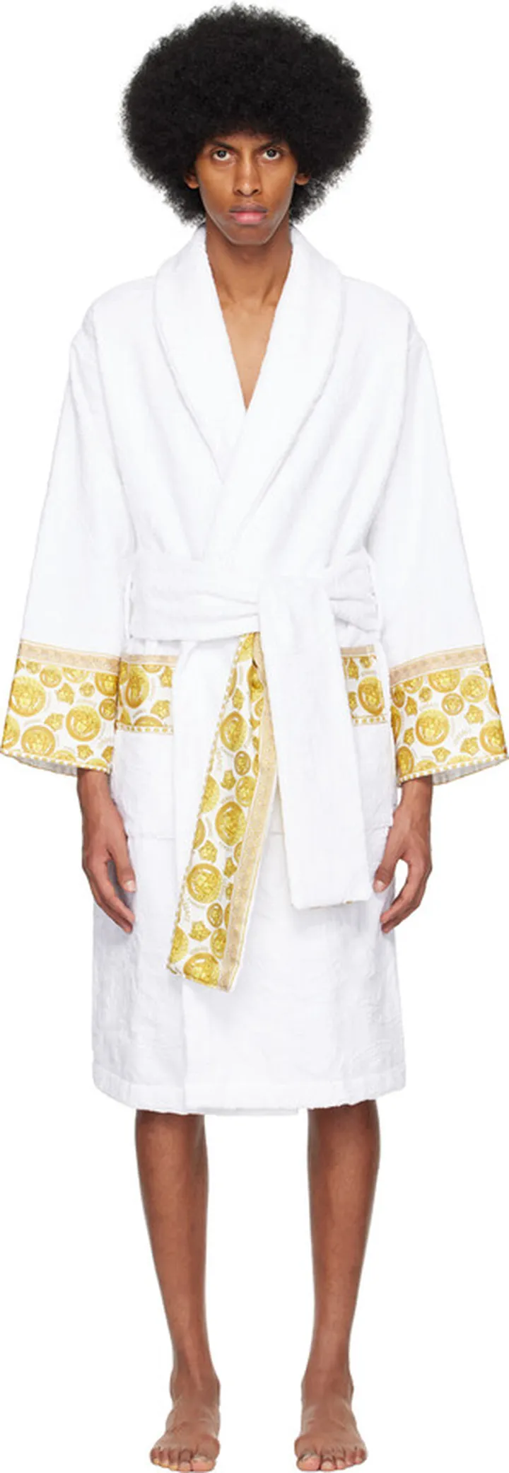 Versace Underwear White & Gold 'I Heart Baroque' Robe