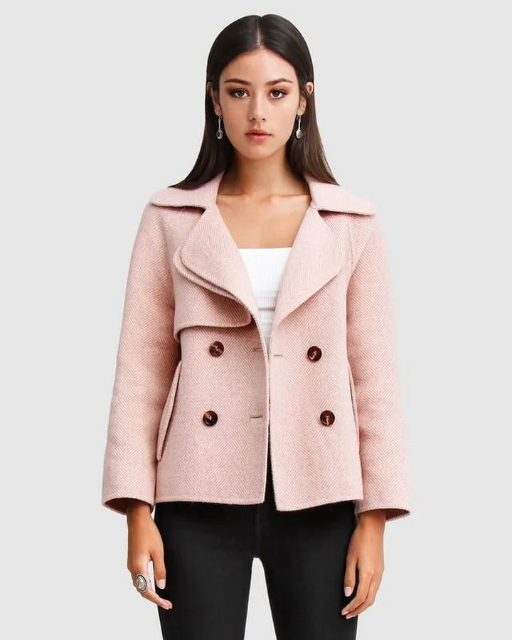 Belle & Bloom I'm Yours Wool Blend Peacoat - Blush