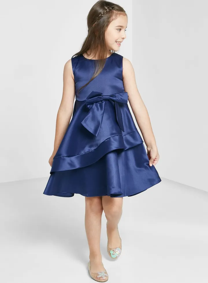 Girls Evening Wear Dress With Bow Detailing On Waist