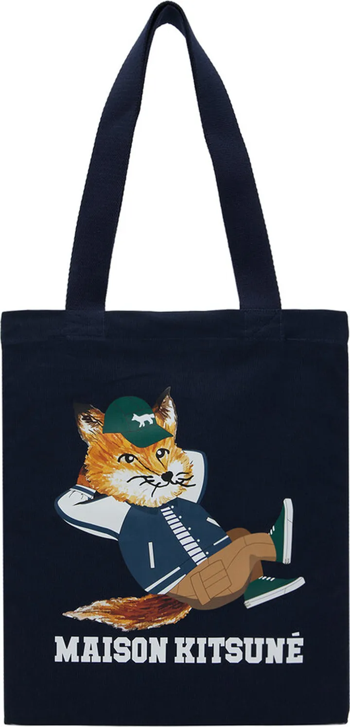 Maison Kitsuné Navy Dressed Fox Vertical Tote