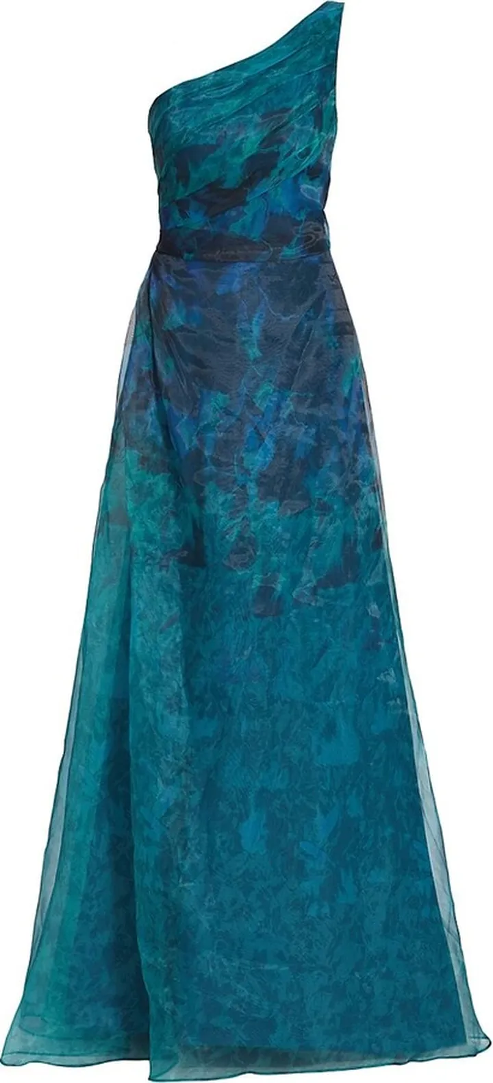 Floral One-Shoulder Organza Gown
