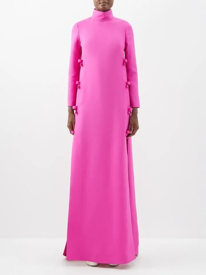 Crepe Couture Bow-embellished Wool-blend Gown