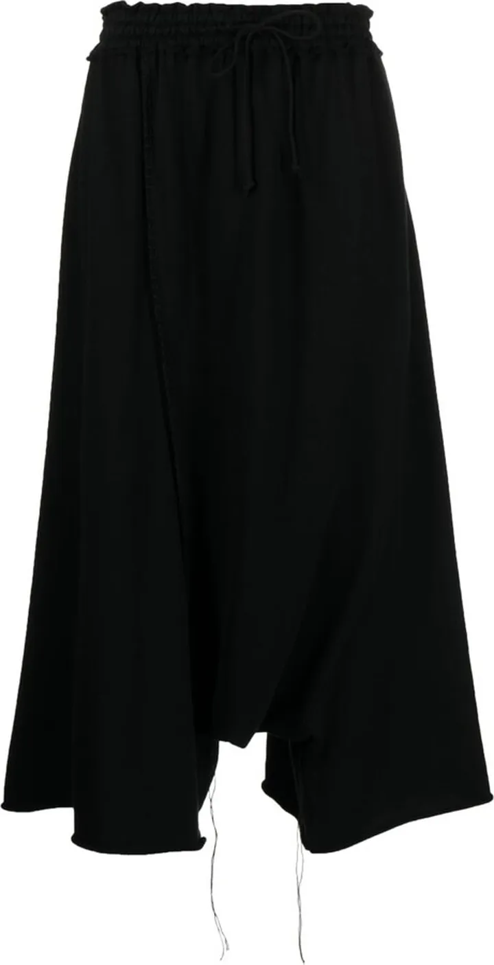 Drop-Crotch Cropped Cotton Trousers