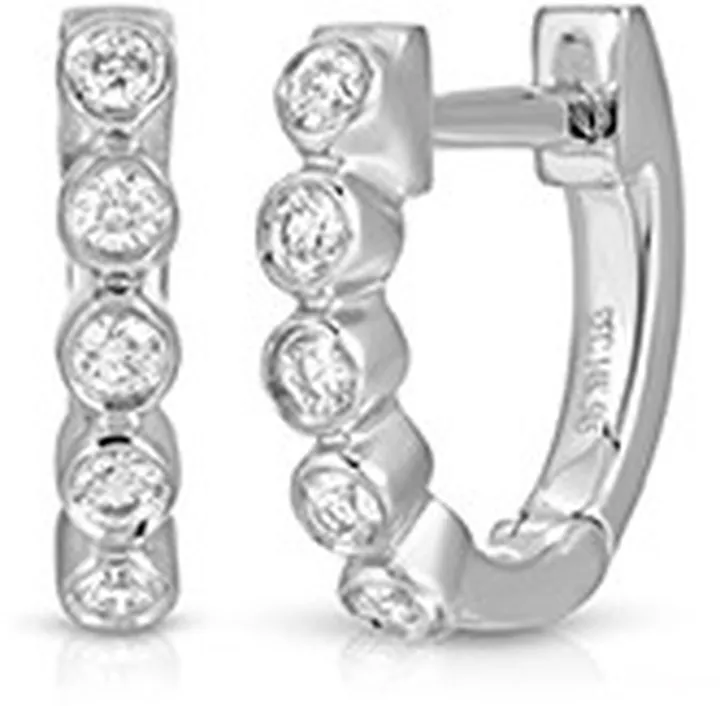 Diamond Mini Bezel Huggie Earrings (14k White Gold)