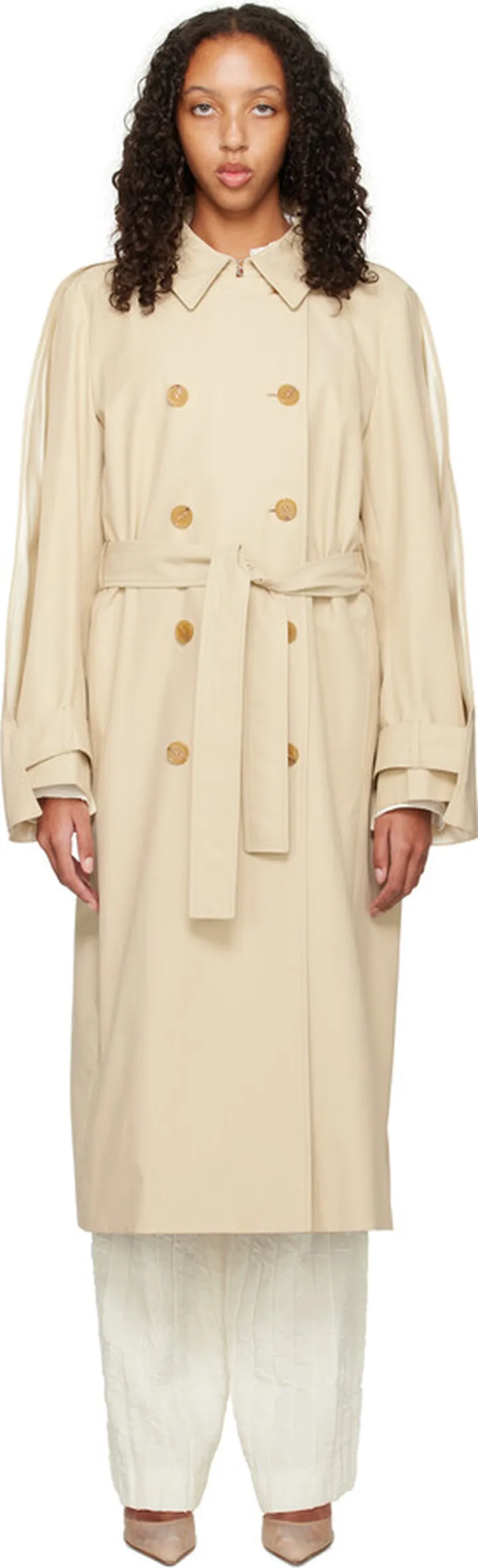 Nina Ricci Beige Gathered Trench Coat