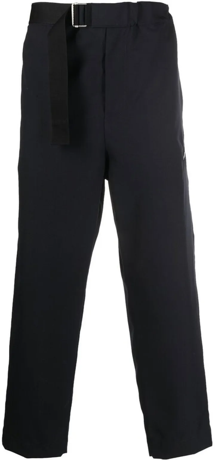 Belted-Waist Cotton Trousers