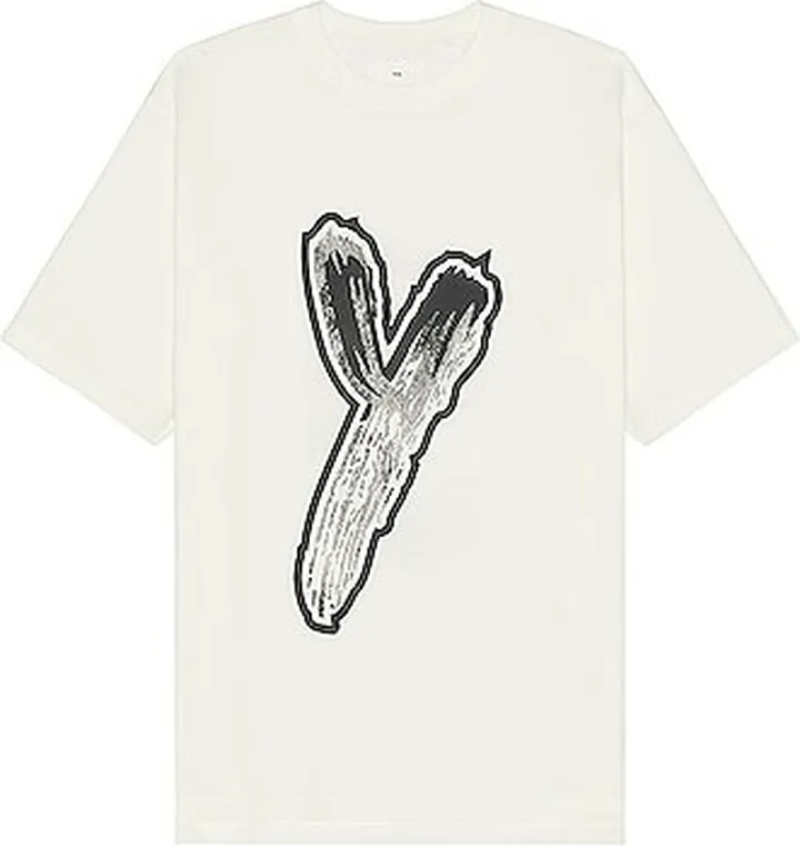 Y-3 Yohji Yamamoto Logo Graphic Tee in White