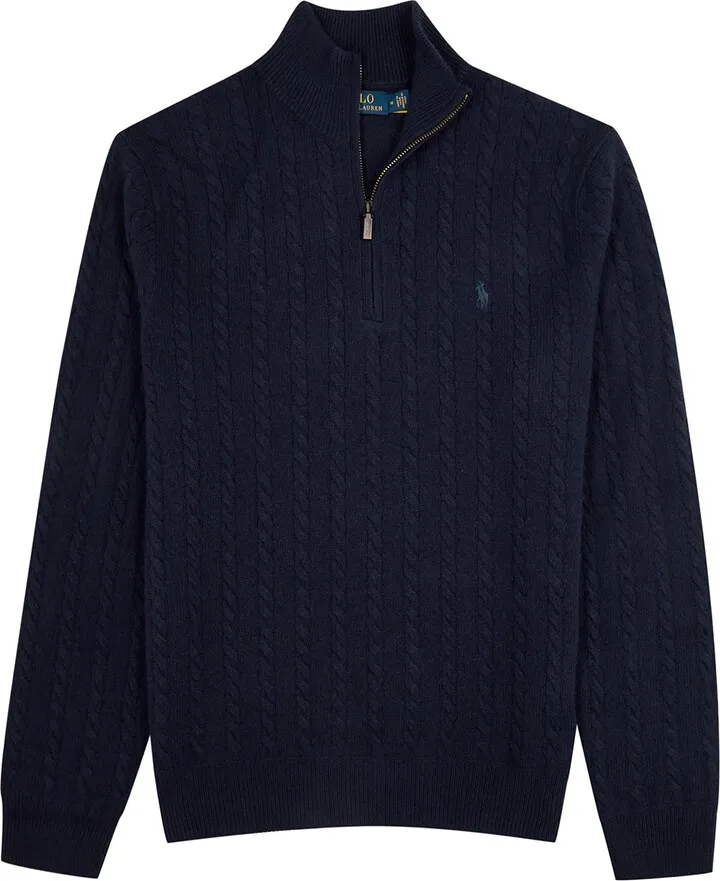 Polo Ralph Lauren Half-zip Cable-knit Wool-blend Jumper