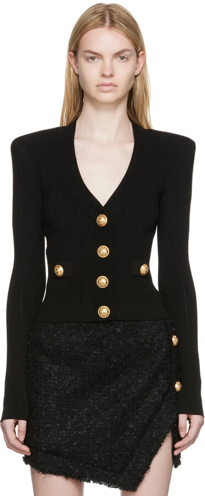 Balmain Black Cropped Cardigan