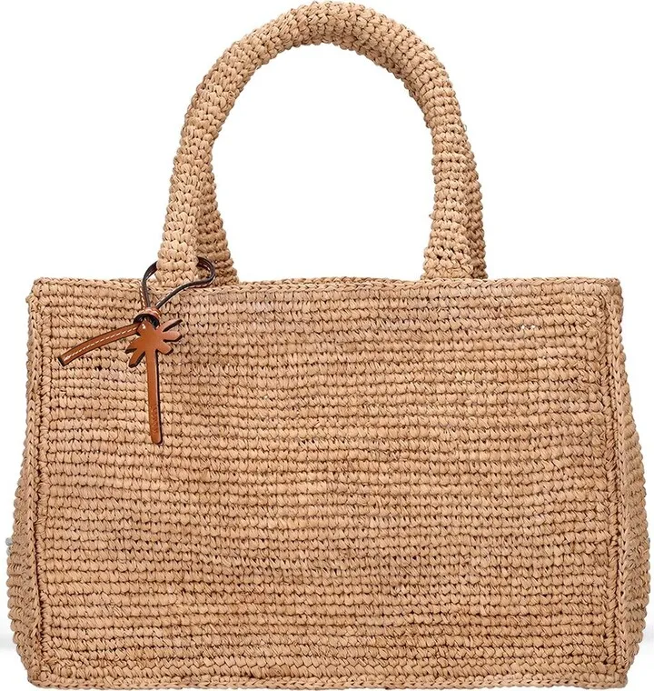 Small Sunset raffia tote bag