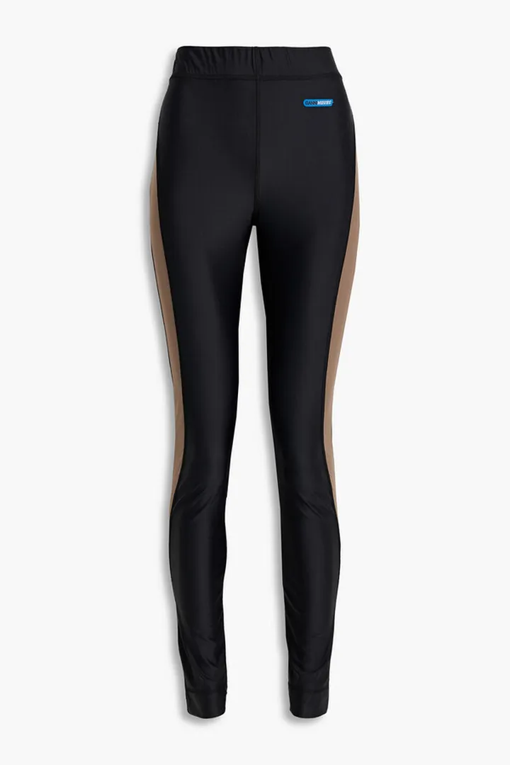 Appliquéd striped stretch leggings