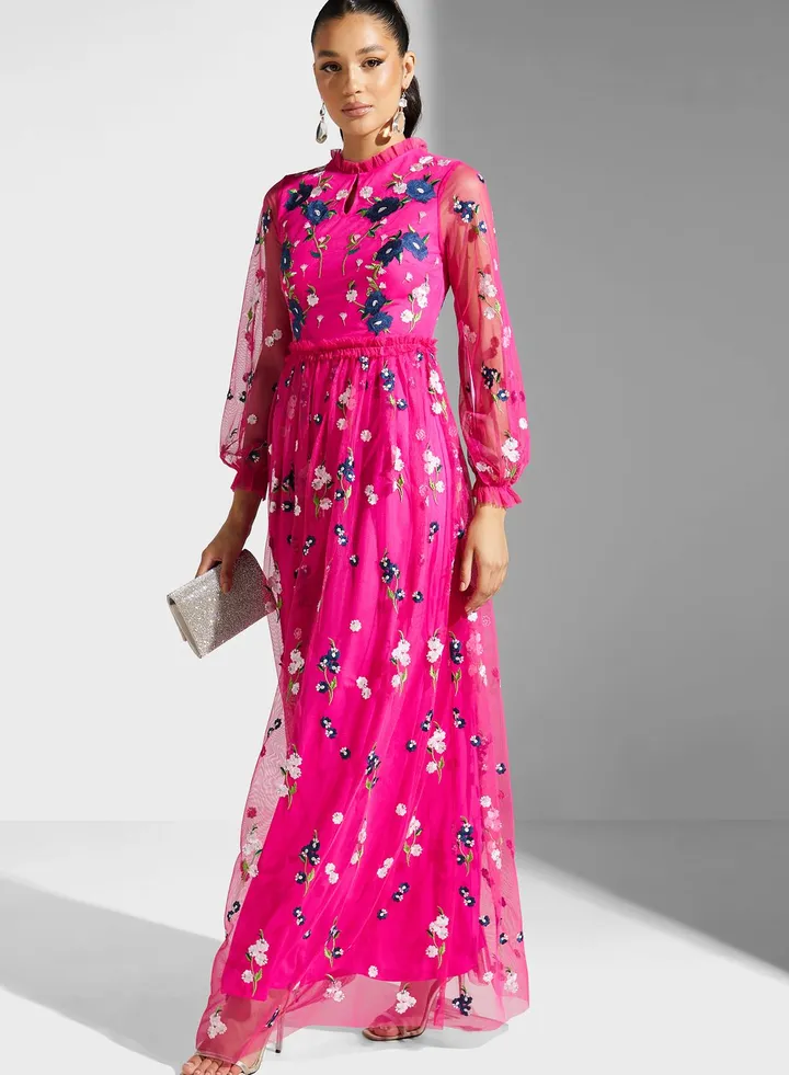 Floral Printed Mesh Dress