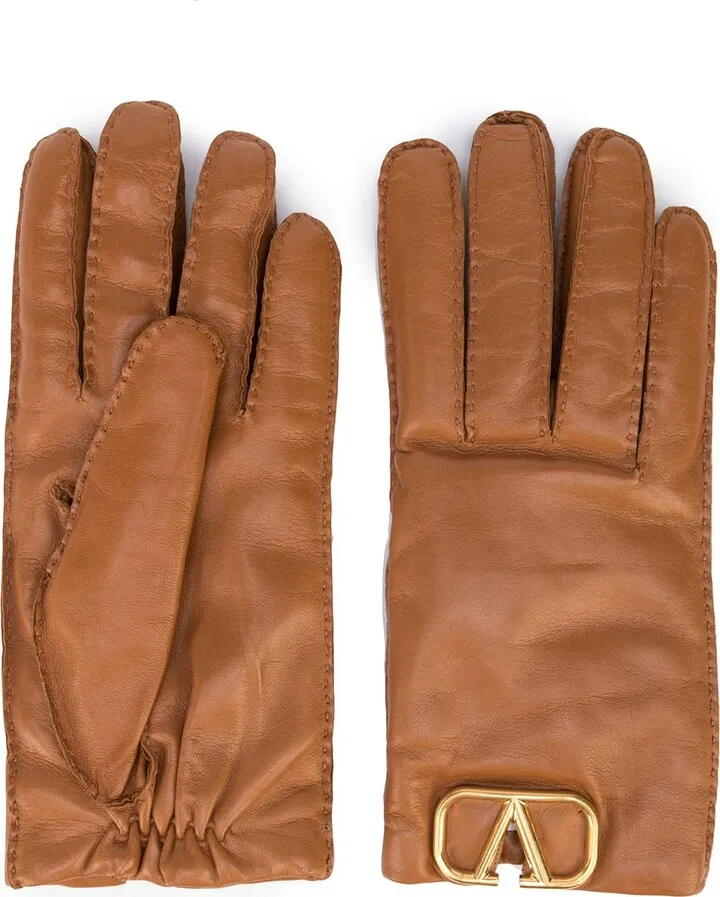 VLogo Signature leather gloves