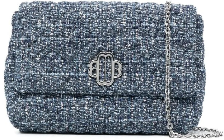 Logo-Plaque Tweed Shoulder Bag