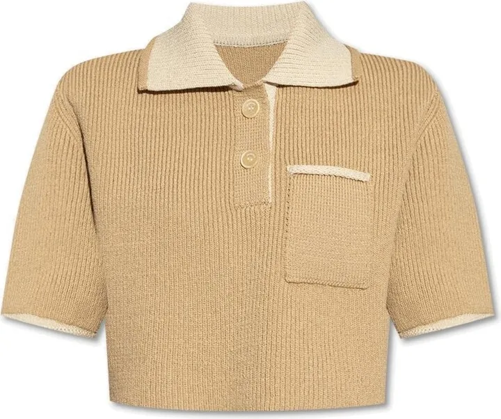 Jacquemus Arco Cropped Knitted Polo Shirt