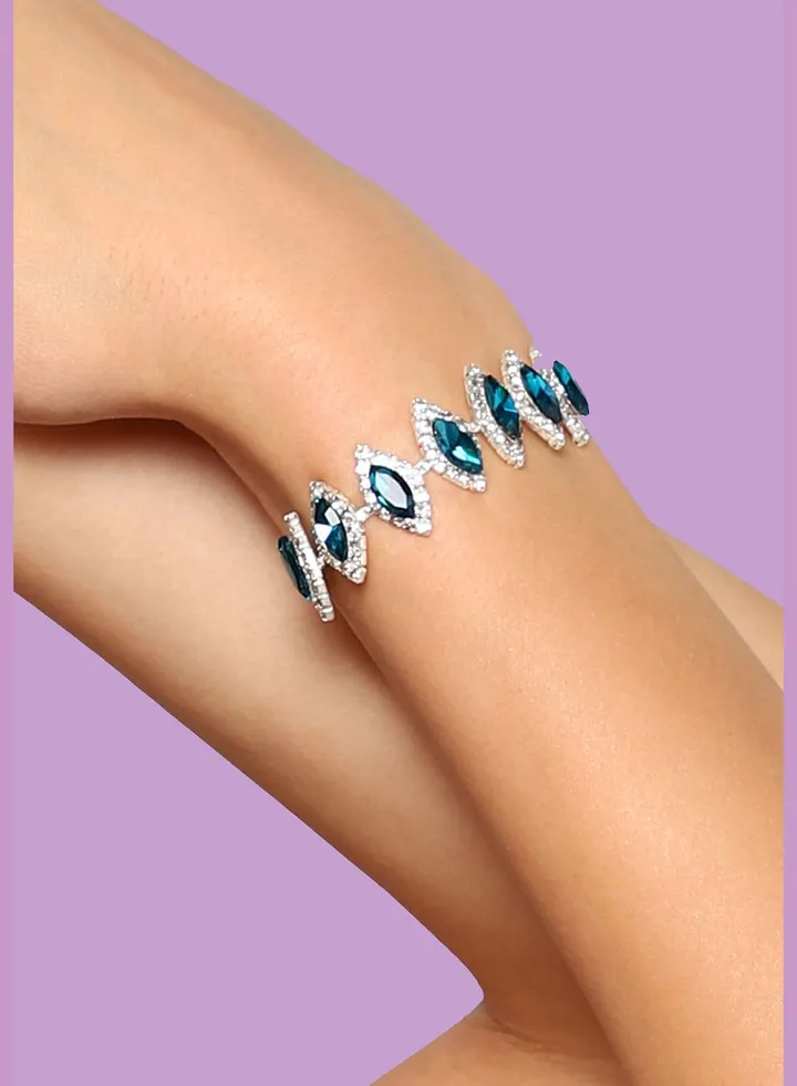 Silver Plated Party Designer Stone Bracelet For Women