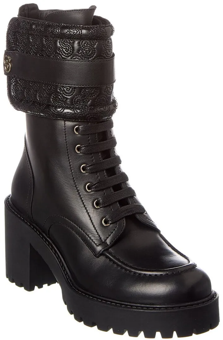 Salvatore Ferragamo Shiraz Leather Combat Boot