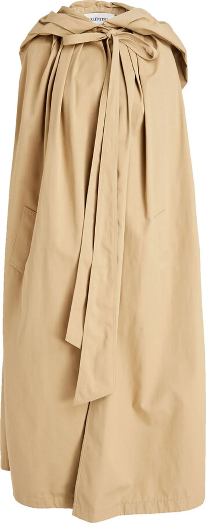 Pleated gabardine hooded cape