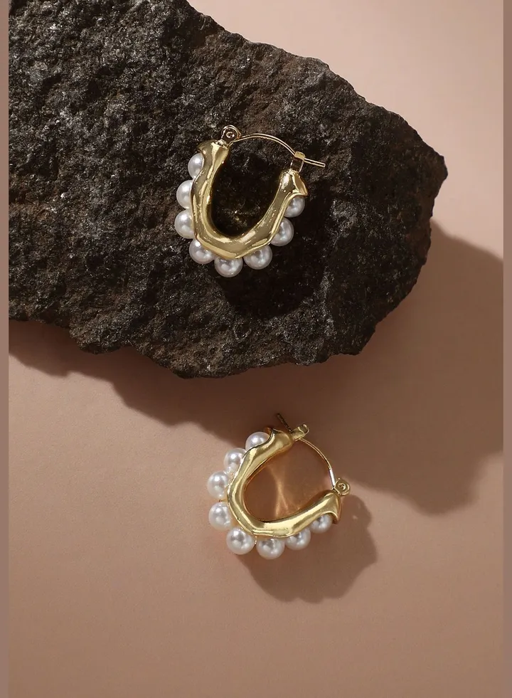 Gold Plated Pearls Casual Stud For Women