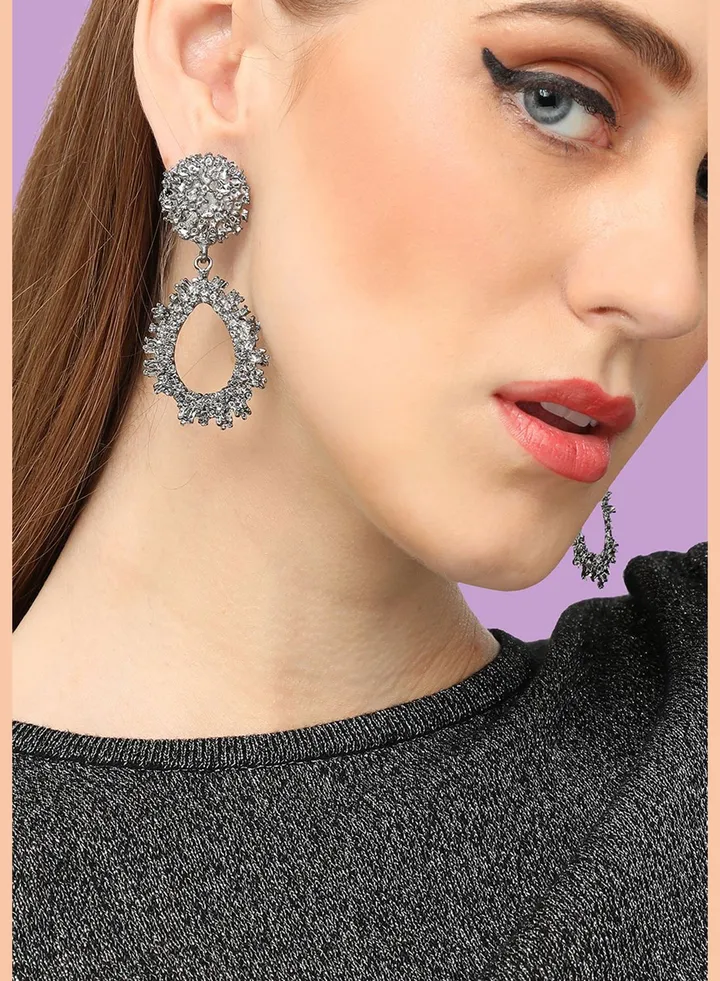 Silver Plated Party Designer Drop Earring For Women