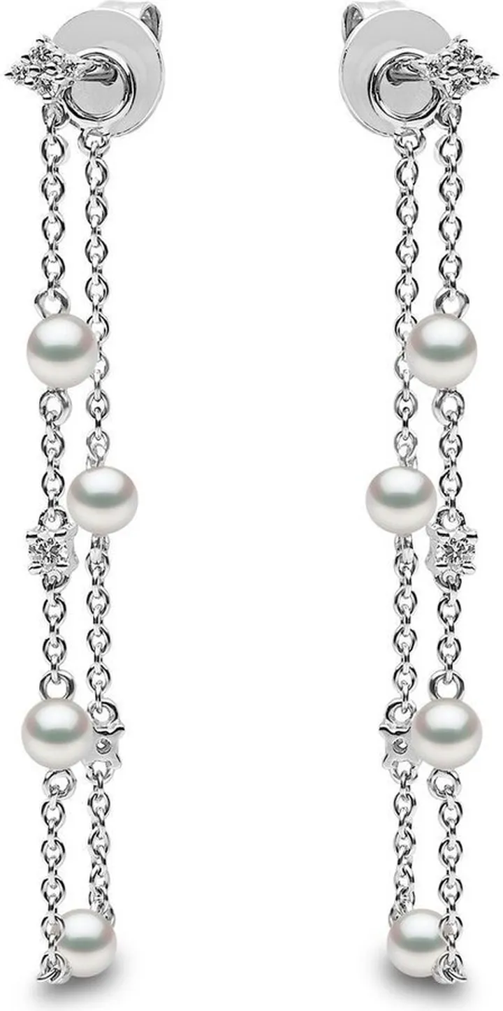 18kt white gold Trend diamond and pearl earrings