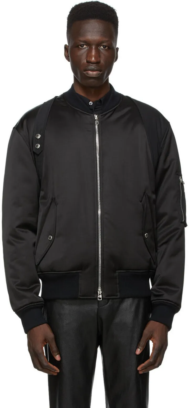 Alexander McQueen Black Harness Bomber Jacket