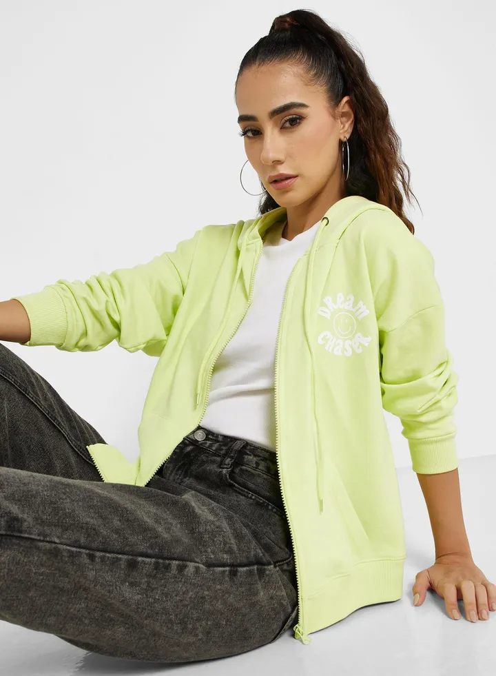 Graphic Zip Thru Hoodie