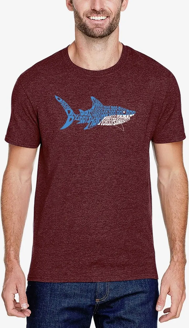 La Pop Art Men's Premium Blend Daddy Shark Word Art Short Sleeve T-shirt
