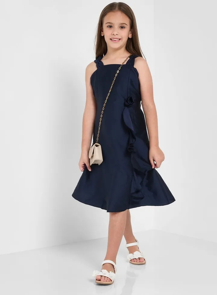 Evening Wear Dress With Flower Detailing On Waist