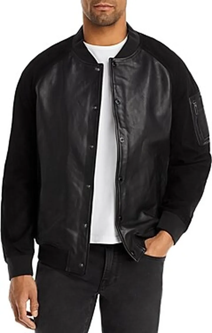 Karl Lagerfeld Paris Neil Snap Front Leather Jacket