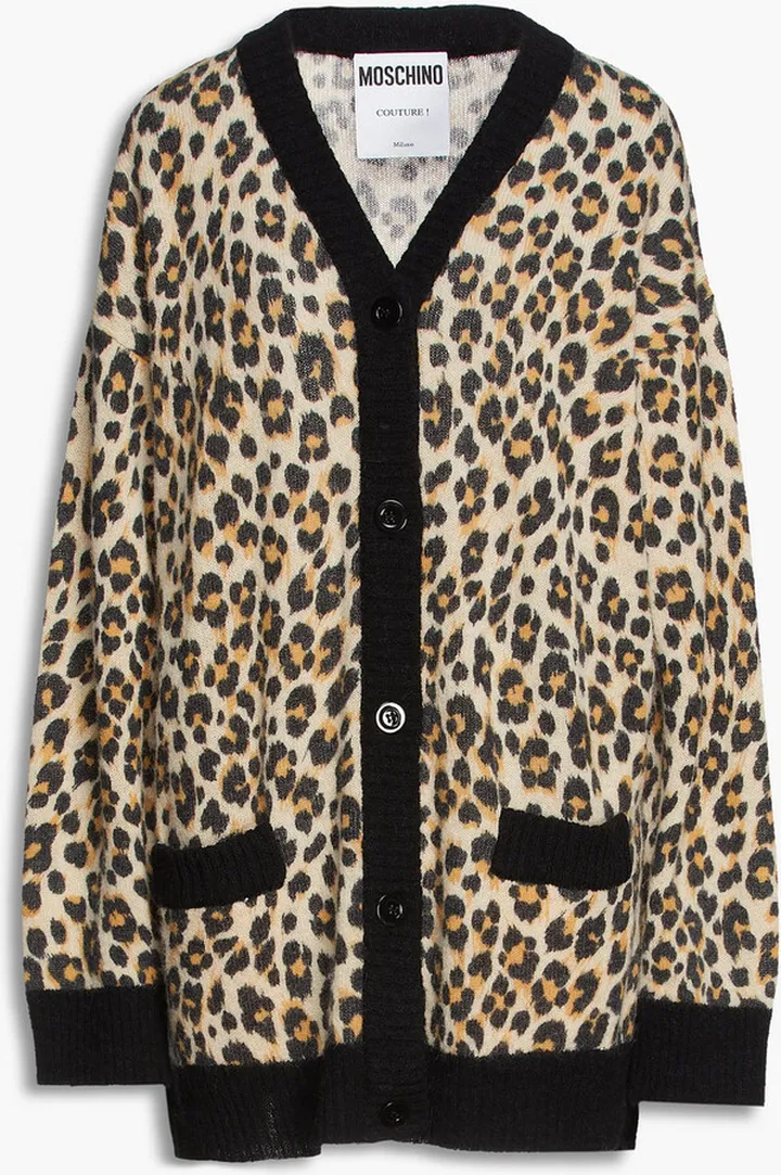 Leopard-jacquard cardigan