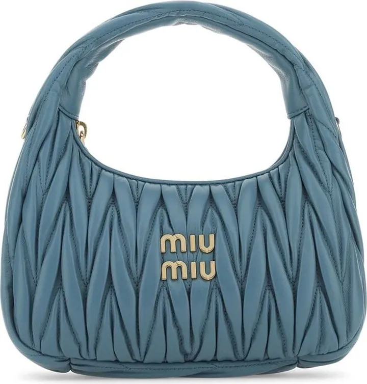 Miu Miu Wander Matelassé Logo Plaque Mini Hobo Bag