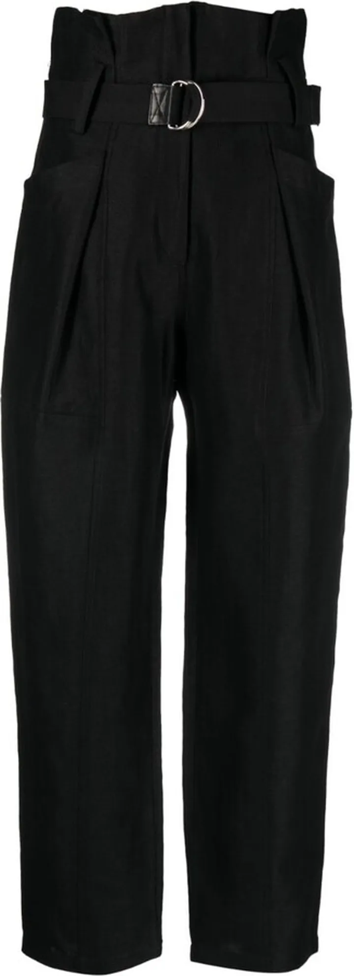 Pleated Belted Straight-Leg Trousers