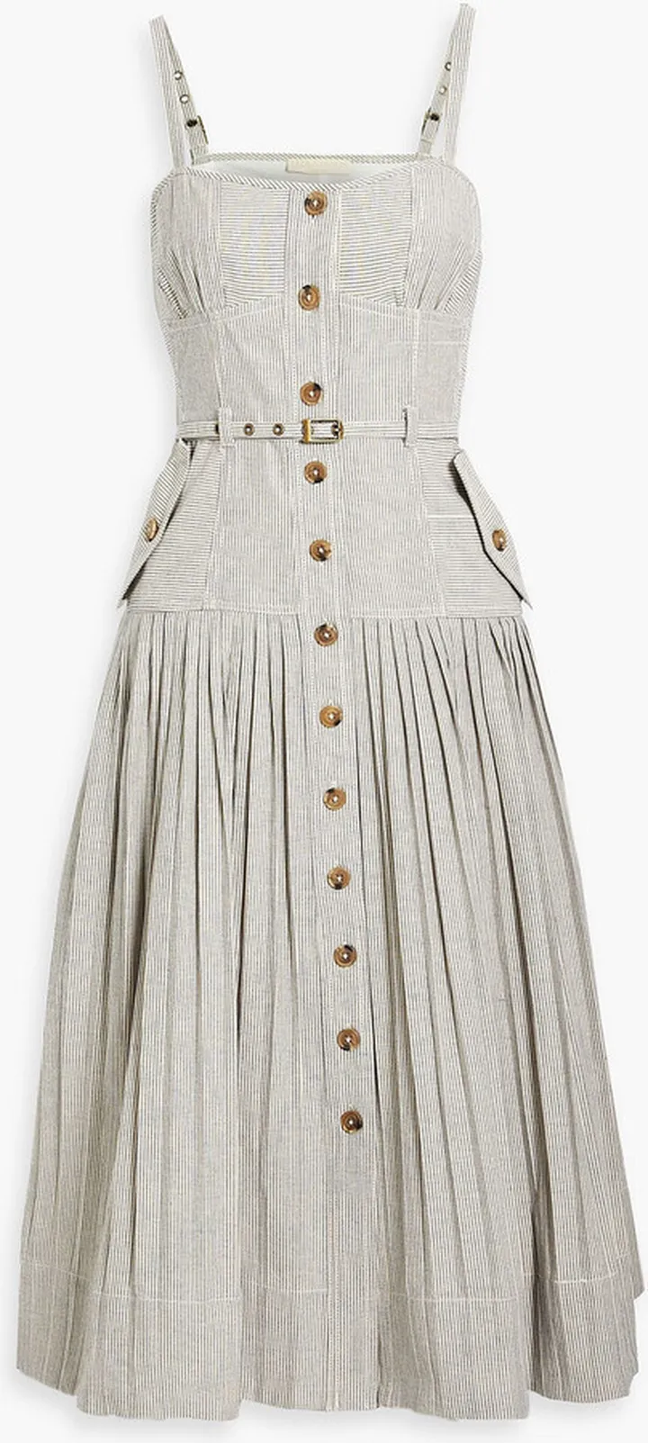 Cleo pleated striped cotton dress
