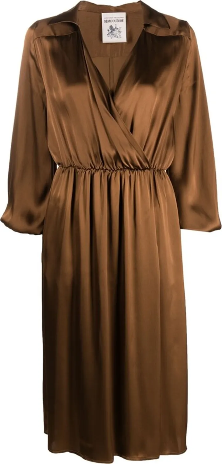 plunging V-neck midi-dress