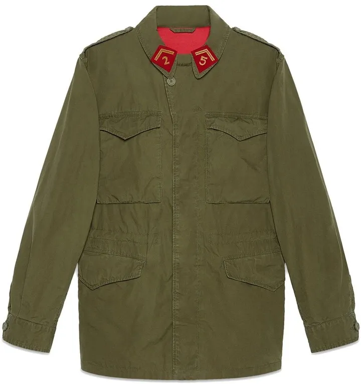 Coated parka with Gucci logo