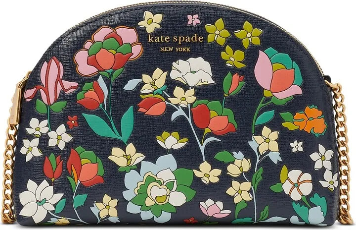 kate spade new york Morgan Flower Bed Embossed Saffiano Leather Double Zip Dome Crossbody