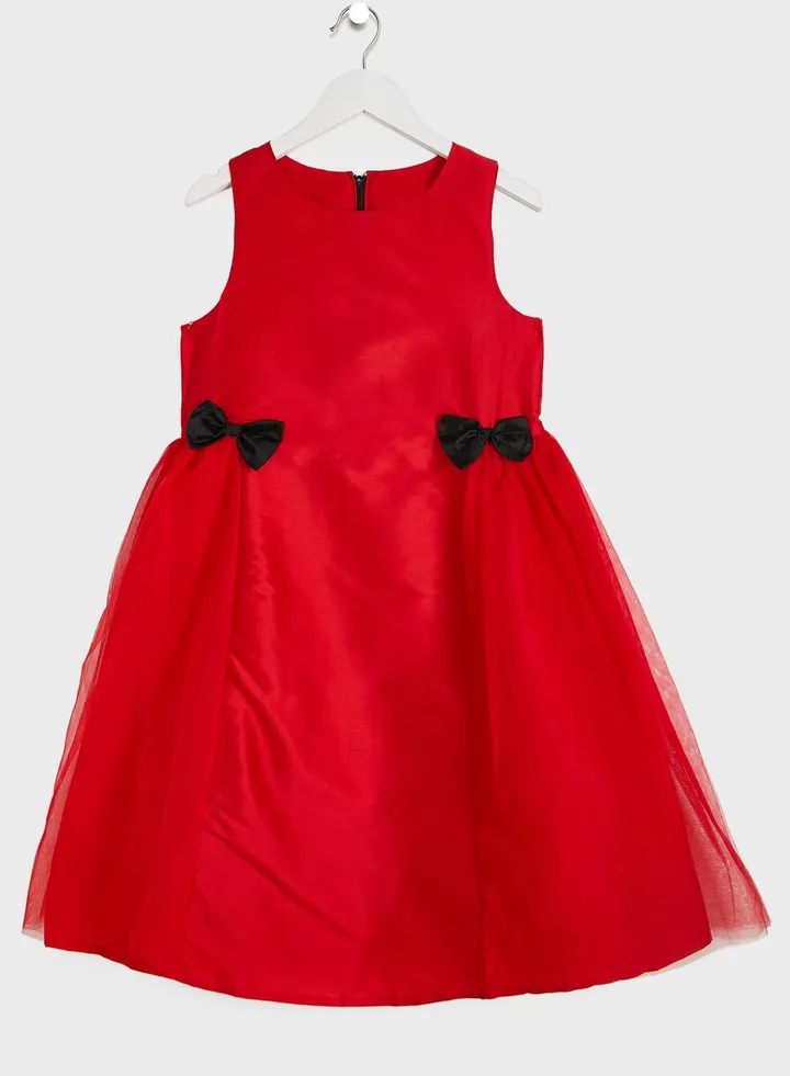 Party Wear Dress With Bow Detailing On Waist
