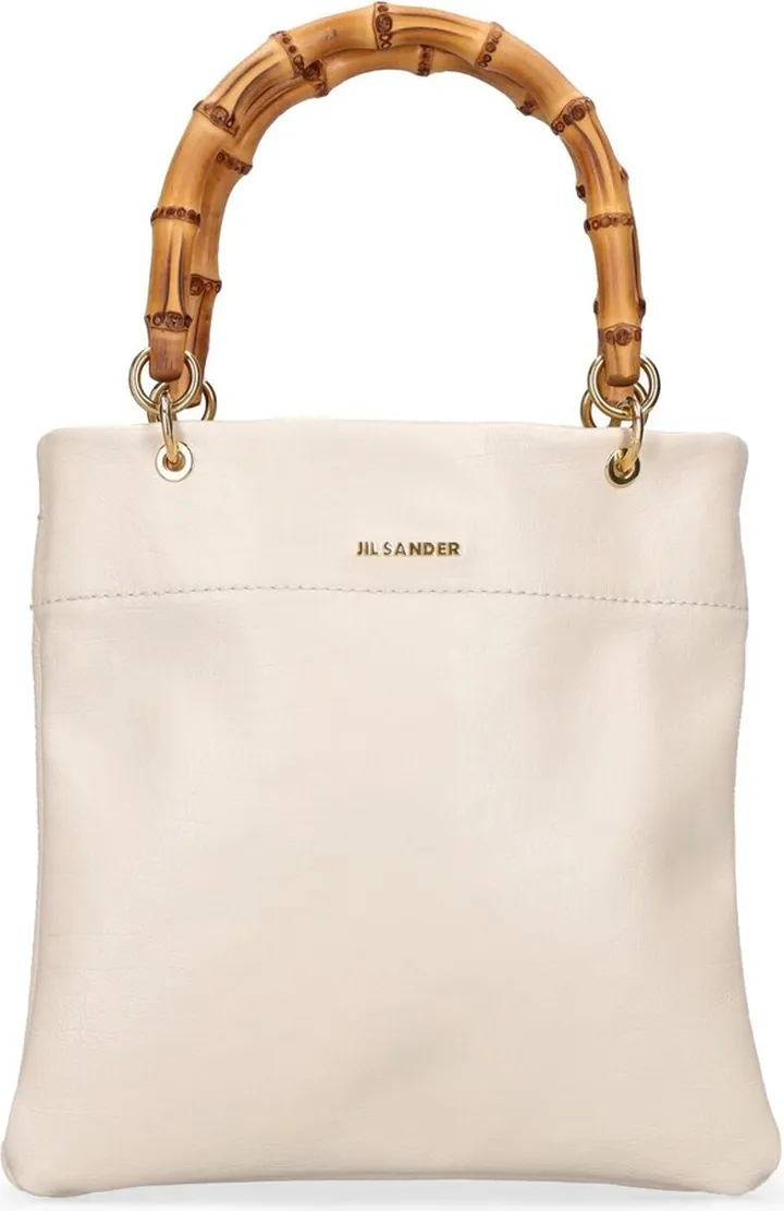 Small smooth leather tote bag