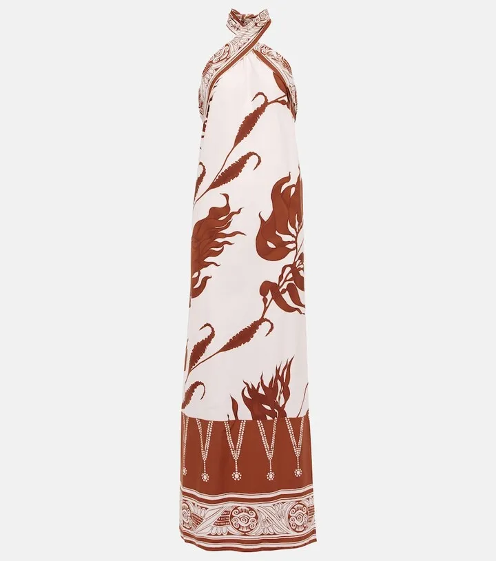 Printed halterneck maxi dress