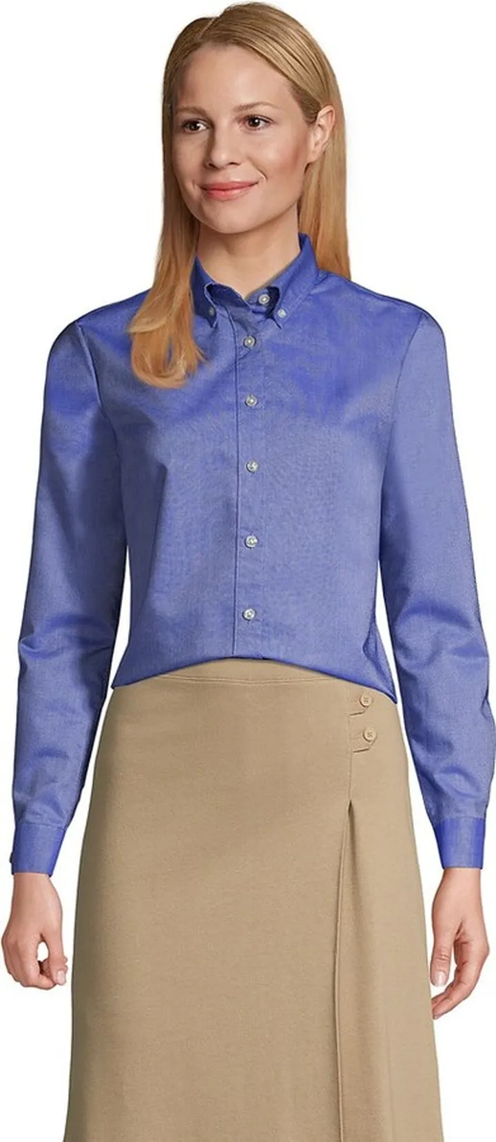 Lands' End School Uniform Women's Tall Long Sleeve Oxford Dress Shirt - 8 - French Blue