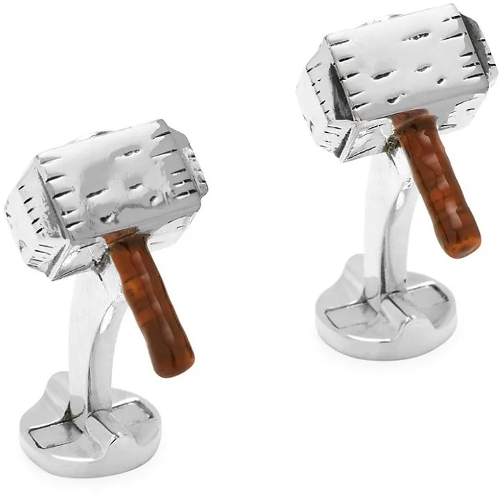 Marvel Sterling Silver 3D Thor's Hammer Cufflinks