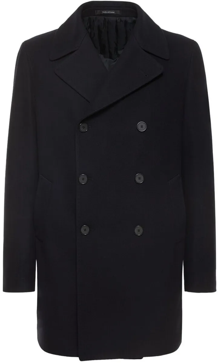 Double breasted wool blend peacoat
