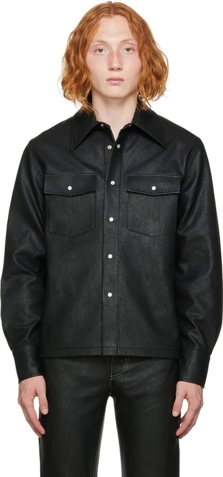 Séfr SSENSE Exclusive Black Matsy Faux-Leather Jacket