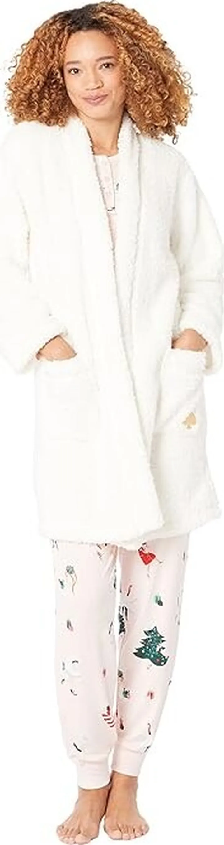 Kate Spade New York Sherpa Fleece Robe (White) Women's Robe