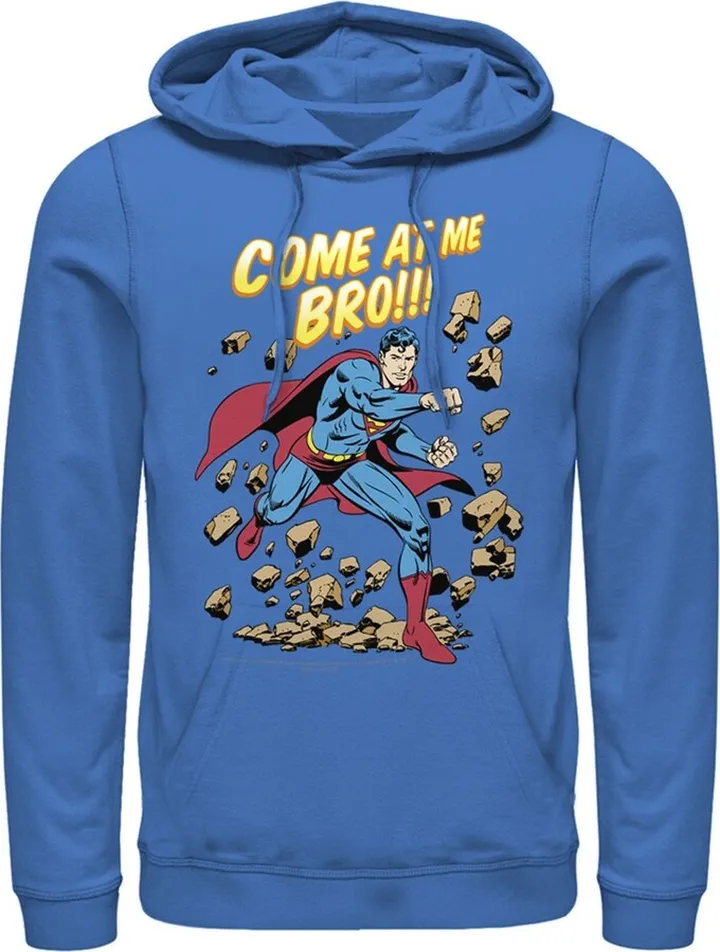Men's Superman Come At Me Bro Pull Over Hoodie - Royal Blue - 2X Large