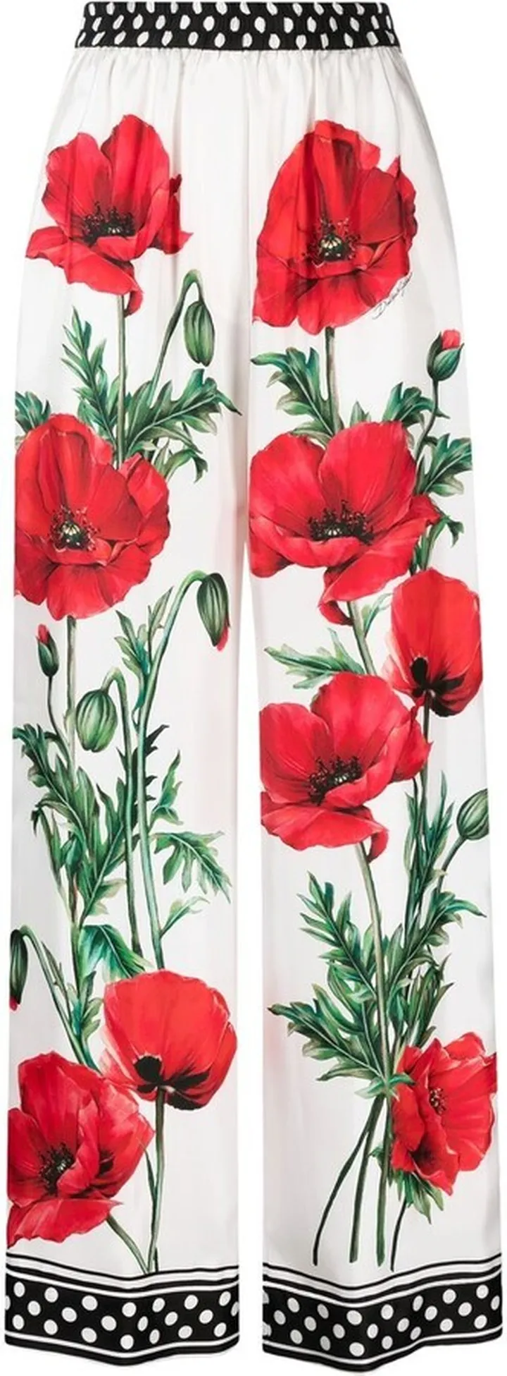 Poppy-print high-waisted trousers